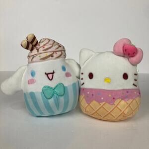 Squishmallows Hello Kitty and Cinnamoroll Ice Cream Sundae Plushes Plush Lot 5”